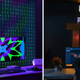 Two examples of Twinkly's smart lighting products displaying animated video content, including an audio visualizer and a video game.